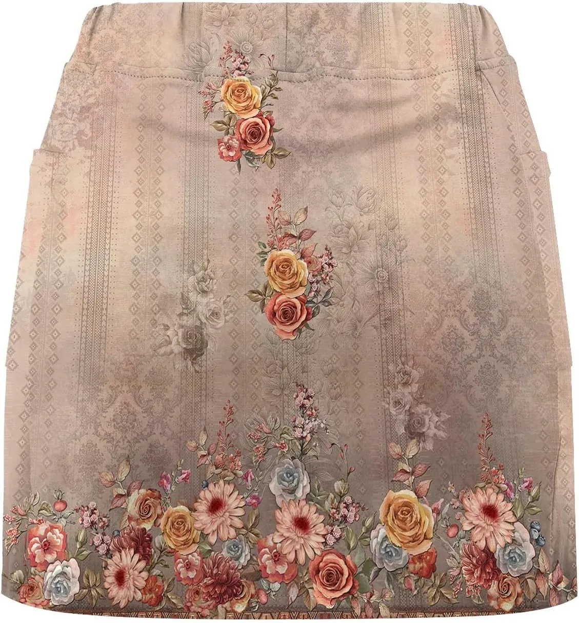 Womens Tennis Skirts with Pockets Tummy Control Floral Print Mini Skirt Workout Running Athletic Sports Golf Skorts Plus Size