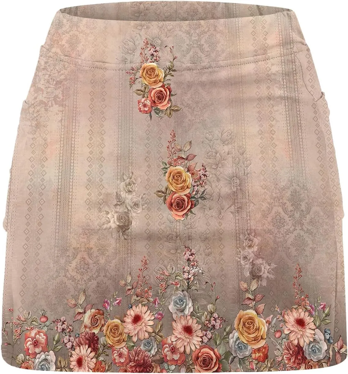 Womens Tennis Skirts with Pockets Tummy Control Floral Print Mini Skirt Workout Running Athletic Sports Golf Skorts Plus Size