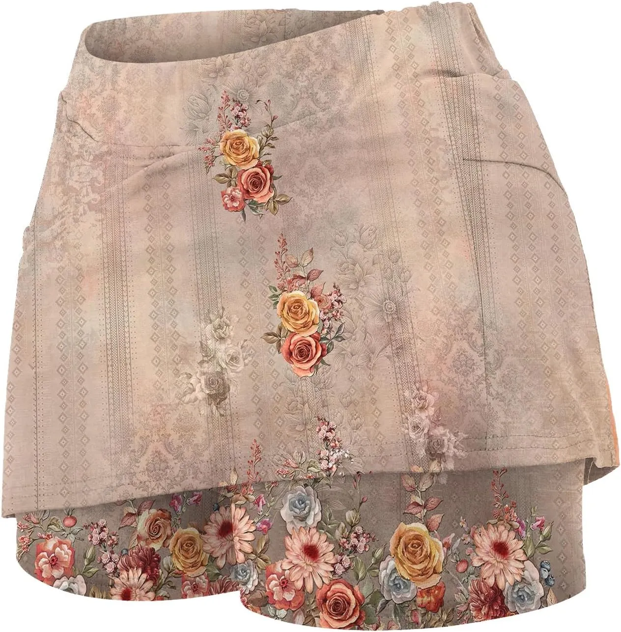 Womens Tennis Skirts with Pockets Tummy Control Floral Print Mini Skirt Workout Running Athletic Sports Golf Skorts Plus Size