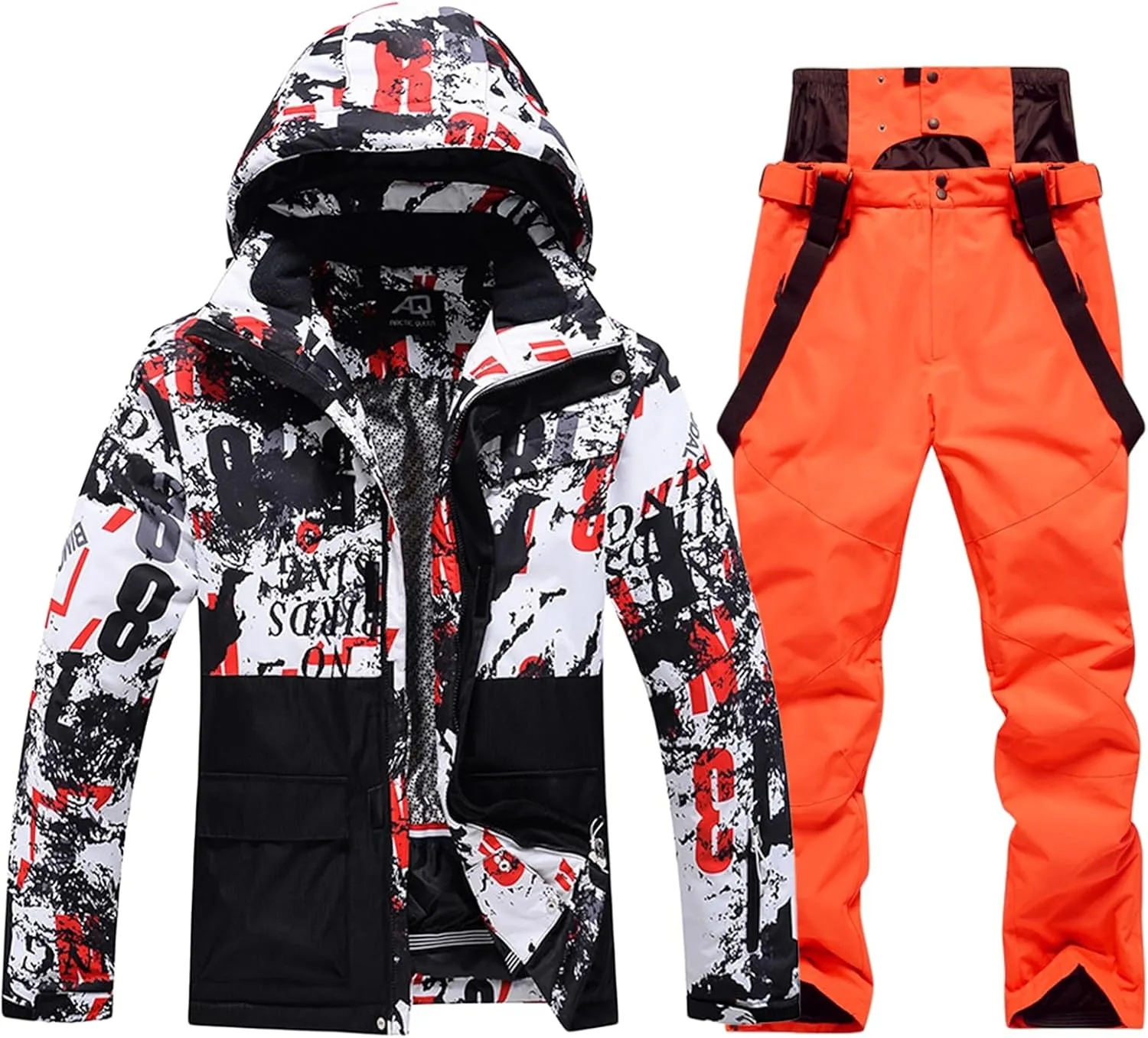 WOWULOVELY Men's Winter Snowsuit Waterproof Windproof Mountain Jacket and Pant Sets Insulated Snowboarding Skisuit