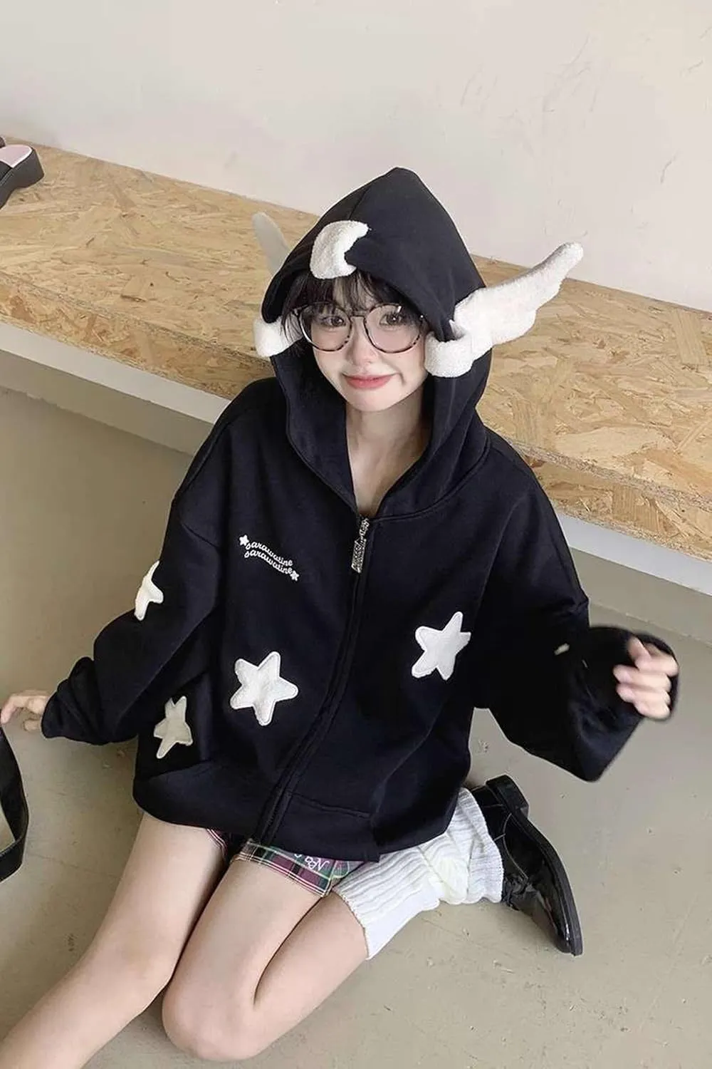 YEMOCILE Women Cute Shark Hoodie Long Sleeve Blue Kawaii Animal Shark Shape Hooded Pullover Sweatshirts