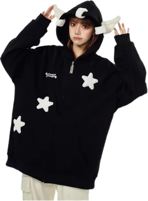 YEMOCILE Women Cute Shark Hoodie Long Sleeve Blue Kawaii Animal Shark Shape Hooded Pullover Sweatshirts