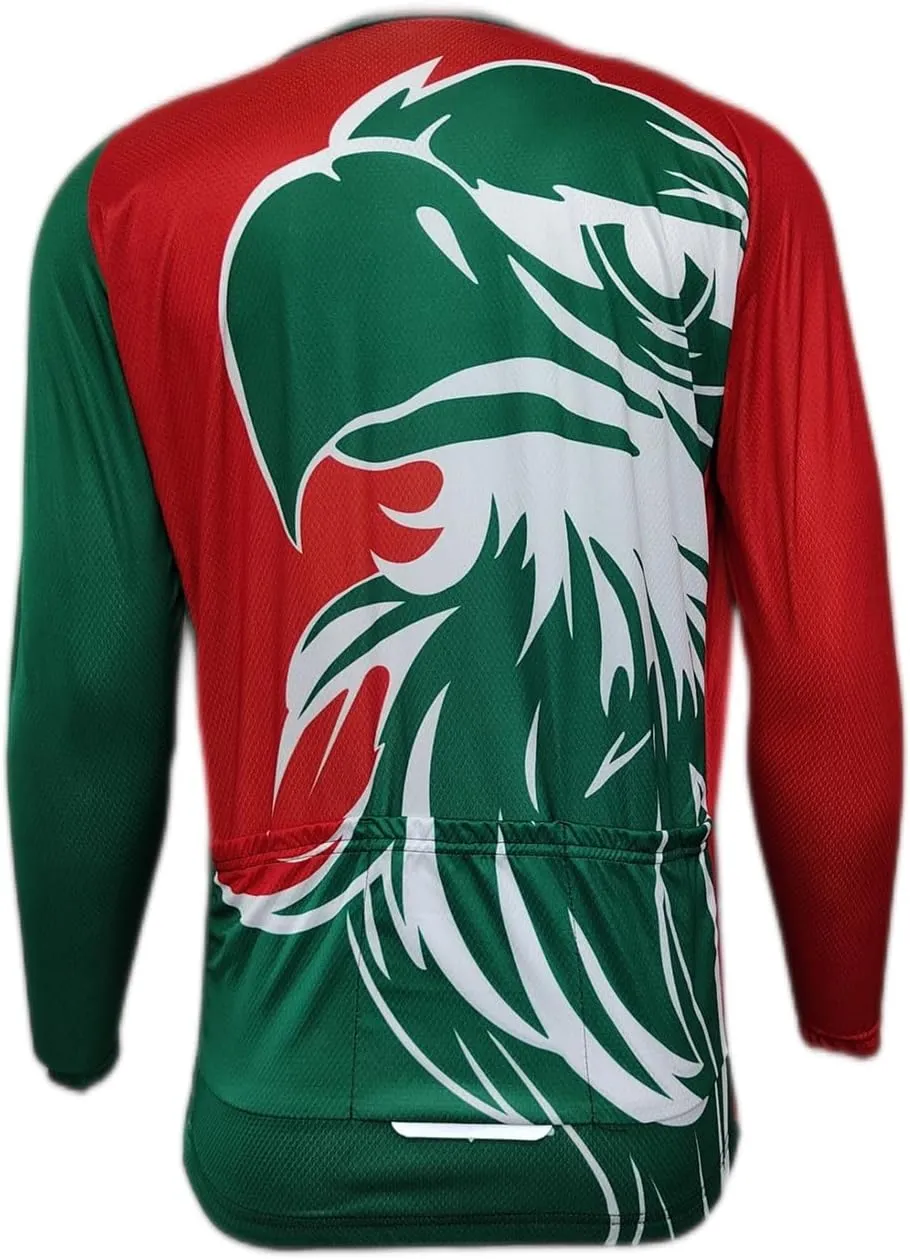 YIBIMOTTO Mens Cycling Jersey Printed Long Sleeve Full Zip Quick Dry Running T-shirt 3 Rear Pockets Biking Shirt