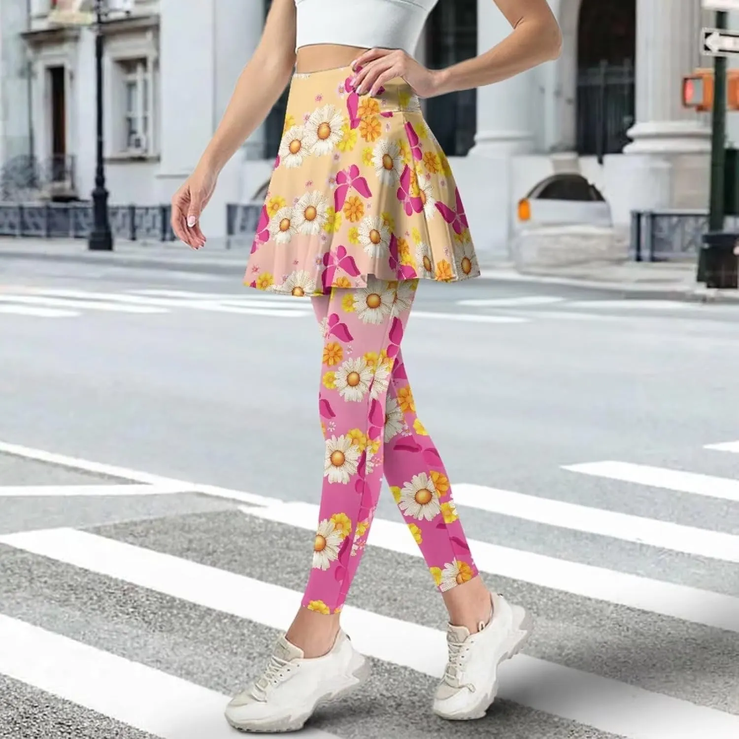Youngerbaby Woman Tennis Skirted Leggings with Pockets Workout Skirted High Waisted Yoga Legging with Skirts XS-3XL