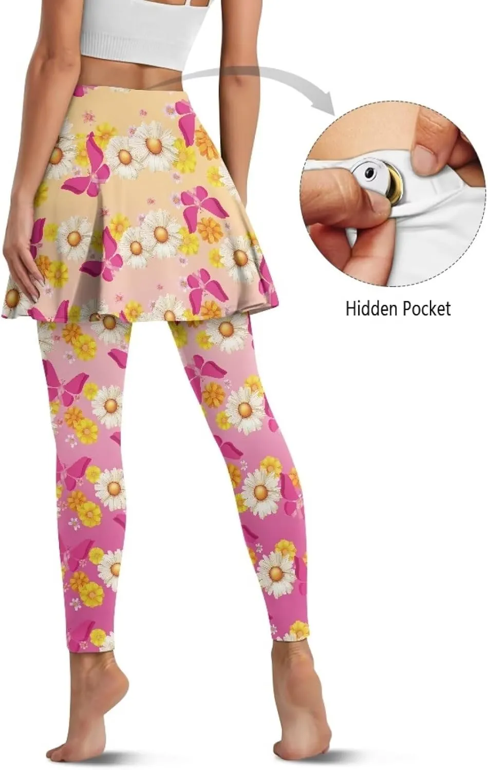 Youngerbaby Woman Tennis Skirted Leggings with Pockets Workout Skirted High Waisted Yoga Legging with Skirts XS-3XL