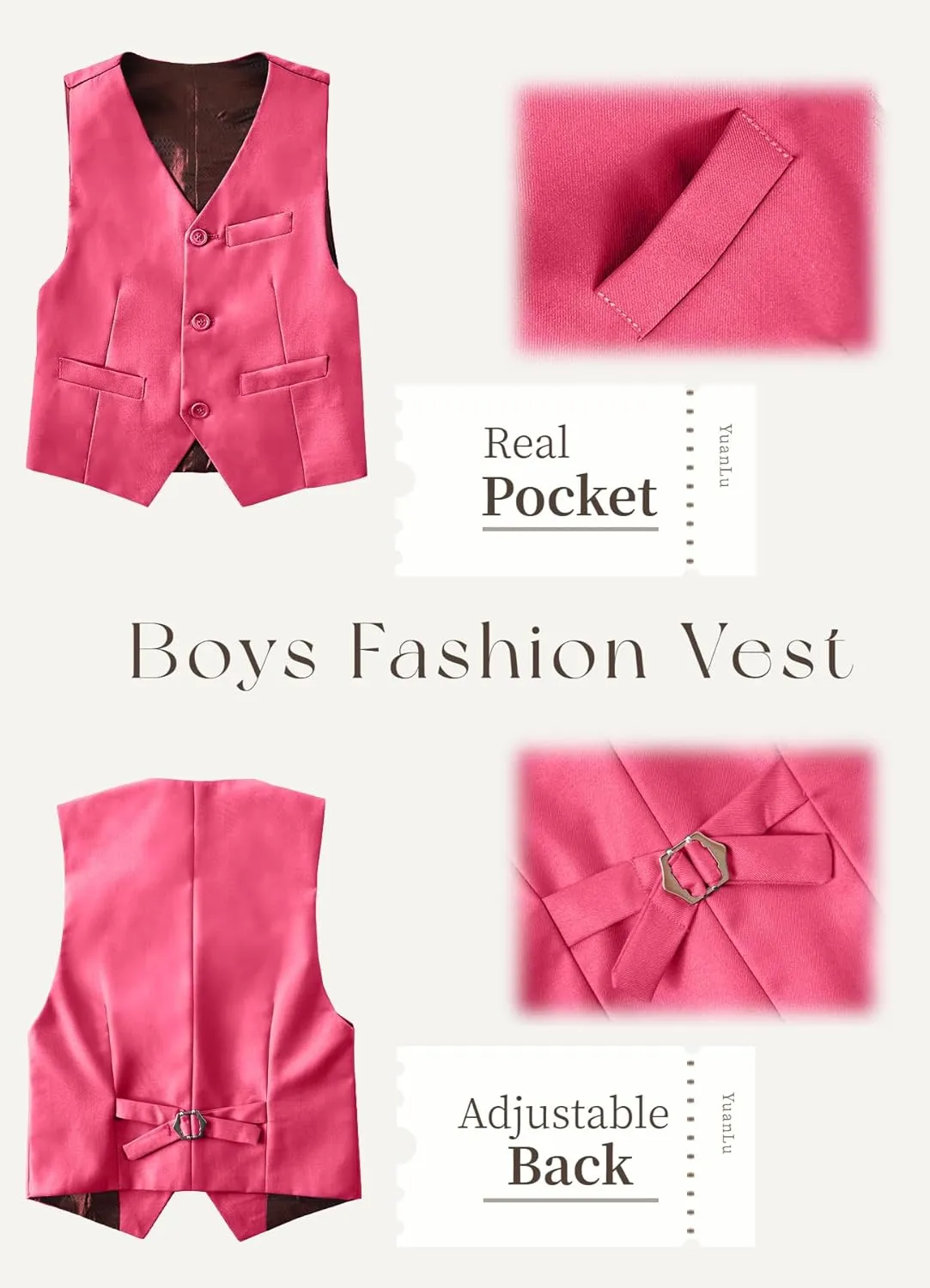 YuanLu Suits for Boys Ring Bearer Outfit Formal Vest and Pants Suit for Boy Wedding Suits Set
