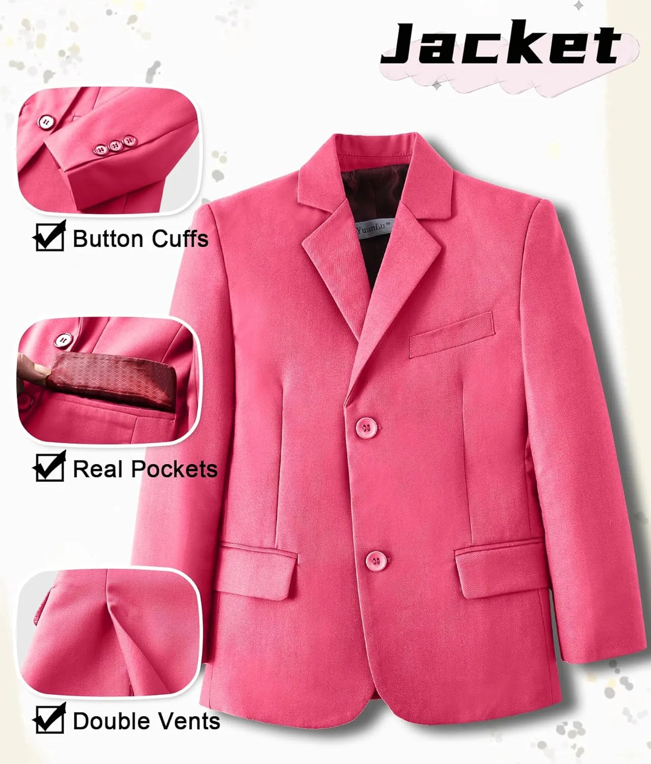 YuanLu Suits for Boys Ring Bearer Outfit Formal Vest and Pants Suit for Boy Wedding Suits Set