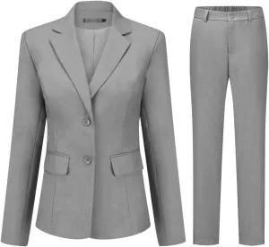 YUNCLOS Women's 2 Pieces Office Suit Set Long Sleeve Blazer Jacket and Suit Pants